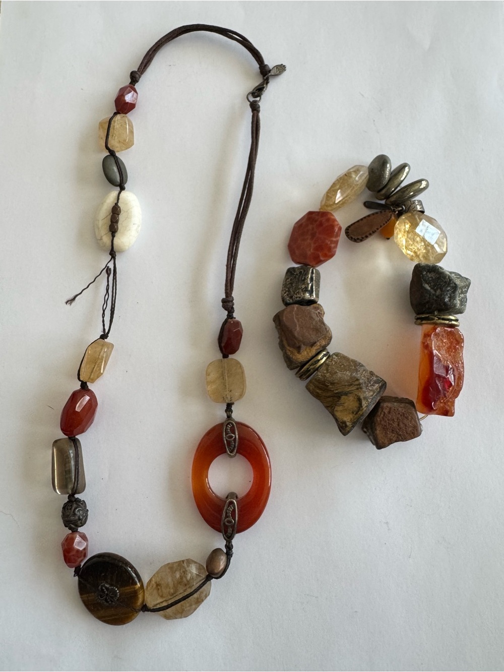 Silpada Multicolor Stone & Glass Bead Necklace and Bracelet Set